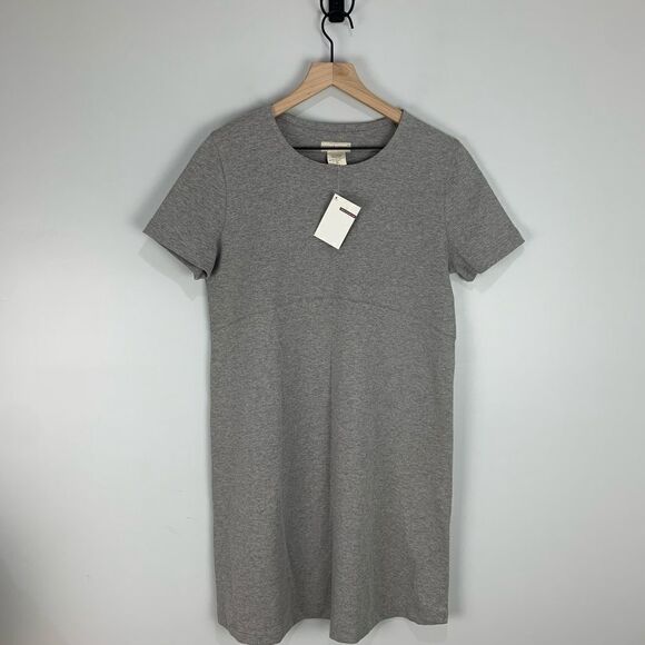 Green Cotton Grey Short Sleeve Sweater Dress - Picture 1 of 7